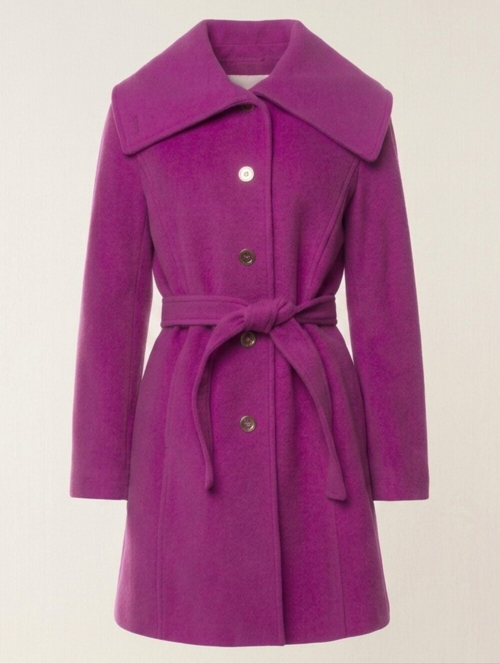 COACH 1941 Magenta Wool Blend Belted Coat with Pale Pink Signature C Lining - Picture 1 of 9